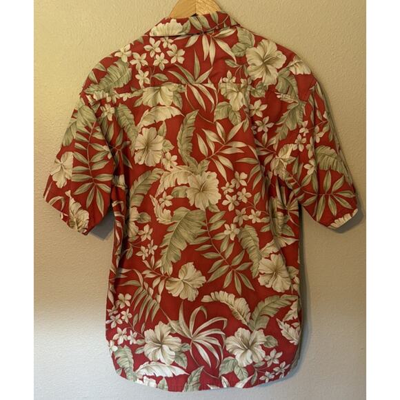 Vintage Pierre Cardin Button Up Shirt Large Red Hawaiian 100% Cotton Men’s L - Picture 2 of 5